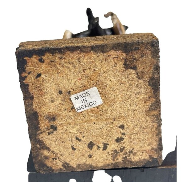 Vintage Paper Mache Old Lady Carrying a Pig Statue Figurine Wood Base 6.5 in H - Picture 8 of 8